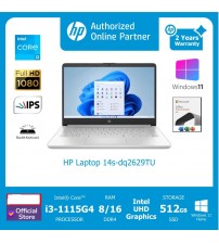 LAPTOP HP 14s- core  i3-1115G4  -  8 GB | SSD 512GB | 14" | FHD | IPS | W11 